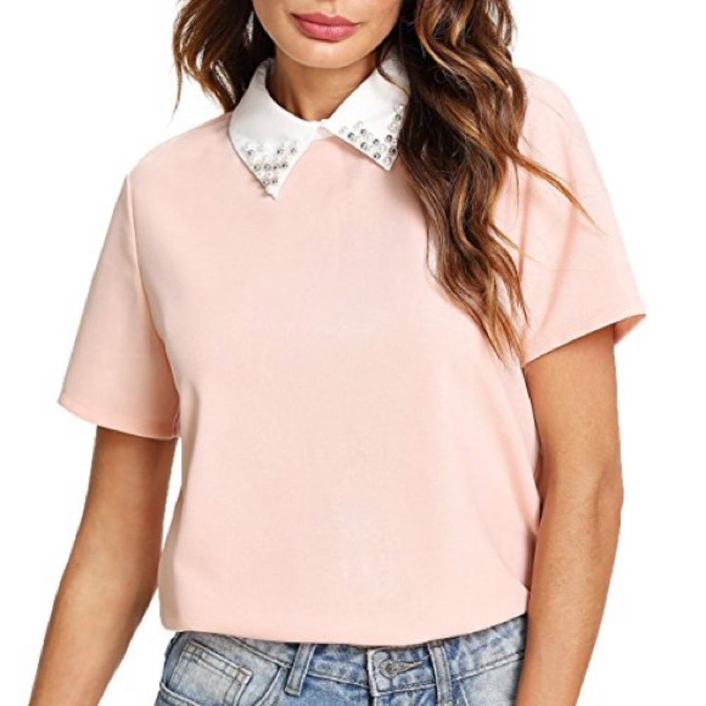 Romwe collar shirt sleeve work blouse